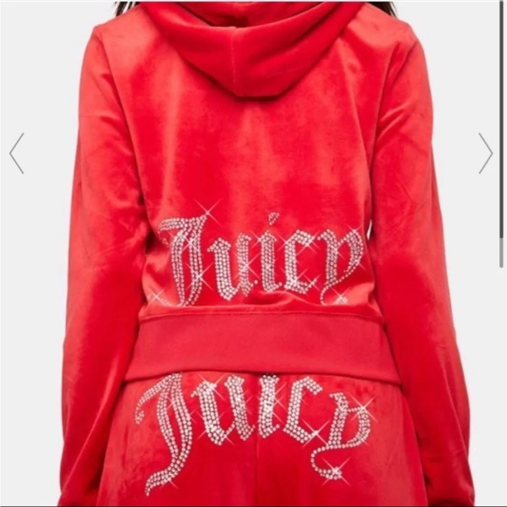Juicy Couture OG Bling Velour Red Rhinestone Tracksuit HOODIE ONLY Woman’s New - Picture 2 of 5